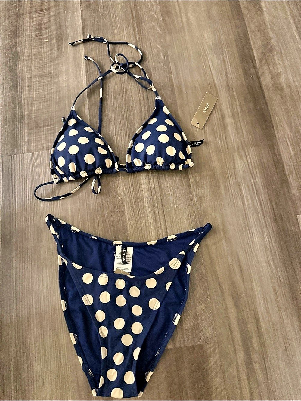 J.Crew Polka Dot Bikini in Blue & White Size Small NWT